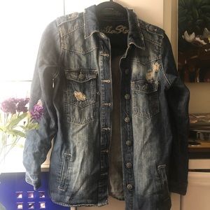 Retro distressed jean jacket